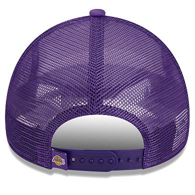 Men's New Era White Los Angeles Lakers Lift Pass Foam Front Trucker 9FORTY Adjustable Hat