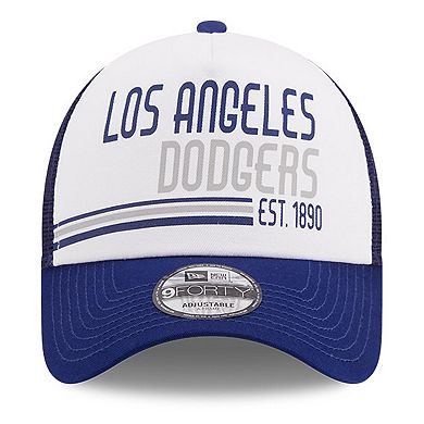 Men's New Era White/Royal Los Angeles Dodgers Stacked A-Frame Trucker 9FORTY Adjustable Hat