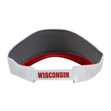 Men's Under Armour White Wisconsin Badgers Logo Performance Adjustable Visor