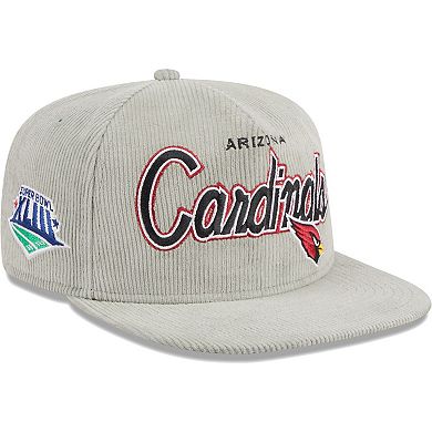 Men's New Era Gray Arizona Cardinals Super Bowl XLIII Cord Golfer Snapback Hat