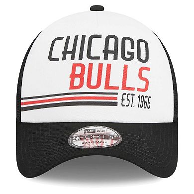 Men's New Era White Chicago Bulls Lift Pass Foam Front Trucker 9FORTY Adjustable Hat
