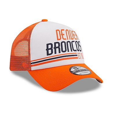 Men's New Era White/Orange Denver Broncos Stacked A-Frame Trucker 9FORTY Adjustable Hat