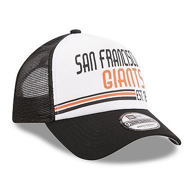 Men's New Era White/Black San Francisco Giants Stacked A-Frame Trucker 9FORTY Adjustable Hat