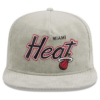 Men's New Era  Gray Miami Heat The Golfer Corduroy 9FIFTY Snapback Hat