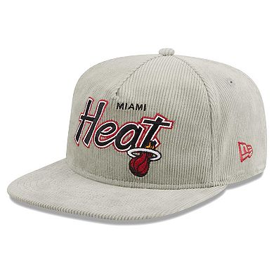 Men's New Era  Gray Miami Heat The Golfer Corduroy 9FIFTY Snapback Hat