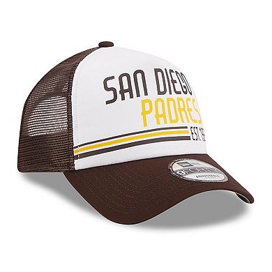 Men's New Era White/Brown San Diego Padres Stacked A-Frame Trucker 9FORTY Adjustable Hat