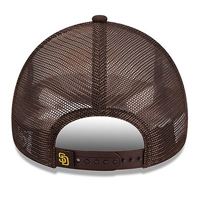 Men's New Era White/Brown San Diego Padres Stacked A-Frame Trucker 9FORTY Adjustable Hat