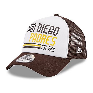 Men's New Era White/Brown San Diego Padres Stacked A-Frame Trucker 9FORTY Adjustable Hat