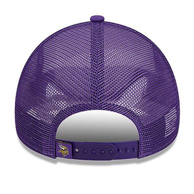 Men's New Era White/Purple Minnesota Vikings Stacked A-Frame Trucker 9FORTY Adjustable Hat
