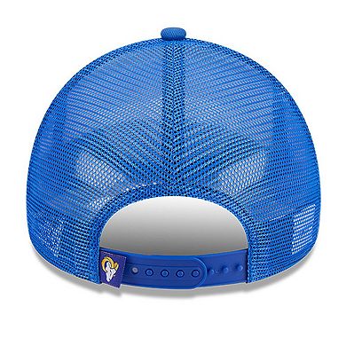 Men's New Era White/Royal Los Angeles Rams Stacked A-Frame Trucker 9FORTY Adjustable Hat