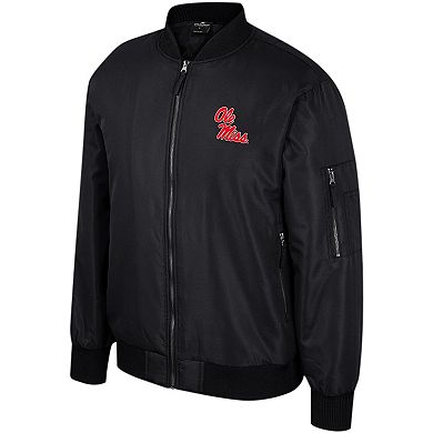 Men's Colosseum Black Ole Miss Rebels Full-Zip Bomber Jacket