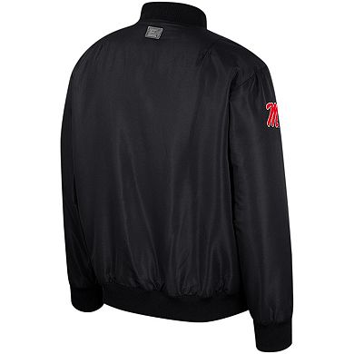 Men's Colosseum Black Ole Miss Rebels Full-Zip Bomber Jacket