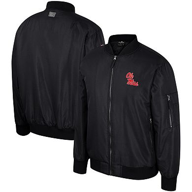 Men's Colosseum Black Ole Miss Rebels Full-Zip Bomber Jacket