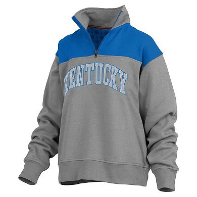 Women's Pressbox Gray Kentucky Wildcats Avon Fleece Quarter-Zip Jacket