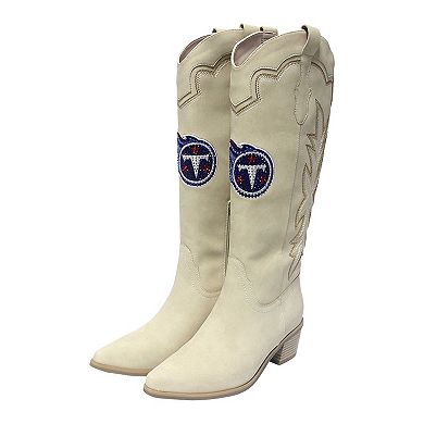 Women's Cuce Cream Tennessee Titans Cowboy Boots