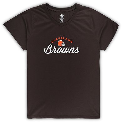 Women's Concepts Sport  Brown Cleveland Browns Plus Size Badge T-Shirt & Flannel Pants Sleep Set