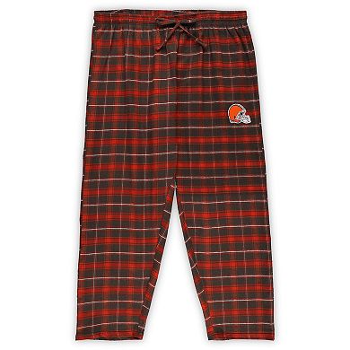 Women's Concepts Sport Brown Cleveland Browns Plus Size Badge T-Shirt & Flannel Pants Sleep Set