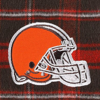 Women's Concepts Sport Brown Cleveland Browns Plus Size Badge T-Shirt & Flannel Pants Sleep Set