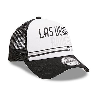 Men's New Era White/Black Las Vegas Raiders Stacked A-Frame Trucker 9FORTY Adjustable Hat