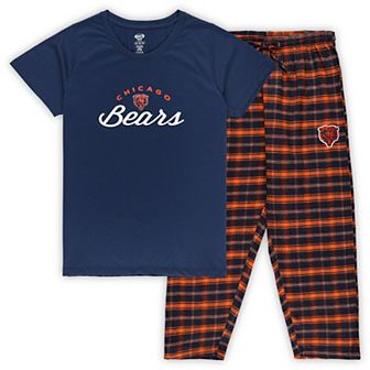 Women's Concepts Sport Navy Chicago Bears Plus Size Badge T-Shirt & Flannel Pants Sleep Set