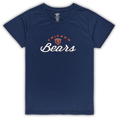 Women's Concepts Sport  Navy Chicago Bears Plus Size Badge T-Shirt & Flannel Pants Sleep Set