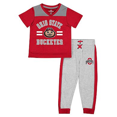 Toddler Colosseum Scarlet/Heather Gray Ohio State Buckeyes Ka-Boot-It Jersey & Pants Set