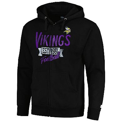 Men's Starter Black Minnesota Vikings Domestic Post Season Full-Zip Hoodie