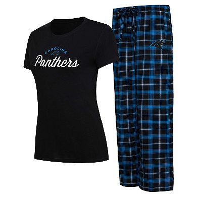 Women's Concepts Sport Black/Blue Carolina Panthers Arctic T-Shirt & Flannel Pants Sleep Set