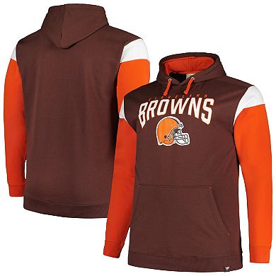 Men's Profile Brown Cleveland Browns Big & Tall Trench Battle Pullover Hoodie