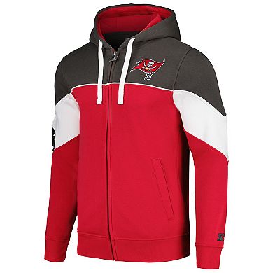 Men's Starter Red/Pewter Tampa Bay Buccaneers Running Back Full-Zip Hoodie