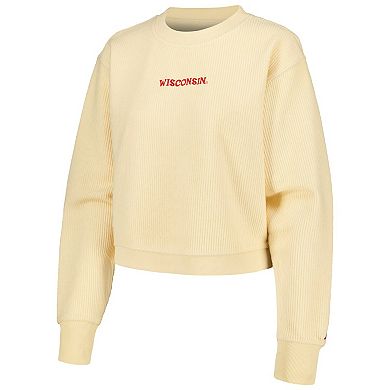 Women's League Collegiate Wear Cream Wisconsin Badgers Timber Cropped Pullover Sweatshirt