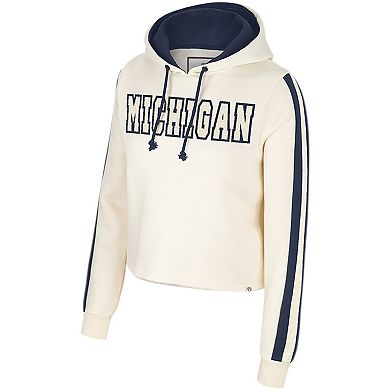 Women's Colosseum Cream Michigan Wolverines Perfect Date Cropped Pullover Hoodie