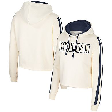 Women's Colosseum Cream Michigan Wolverines Perfect Date Cropped Pullover Hoodie
