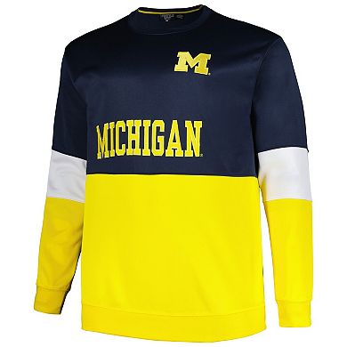 Men's Profile Navy Michigan Wolverines Big & Tall Fleece Pullover Sweatshirt