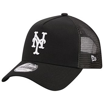 Men's New Era Black New York Mets A-Frame 9FORTY Trucker Adjustable Hat