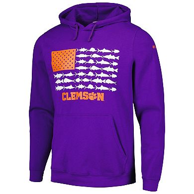Men's Columbia Purple Clemson Tigers PFG Fish Flag II Pullover Hoodie