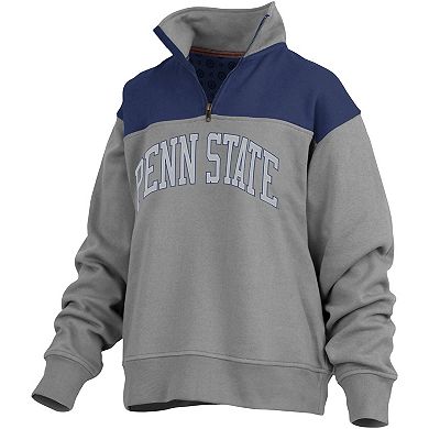 Women's Pressbox Gray Penn State Nittany Lions Avon Fleece Quarter-Zip Jacket