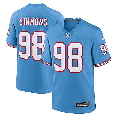 Men's Nike Jeffery Simmons Light Blue Tennessee Titans Oilers Throwback Alternate Game Player Jersey