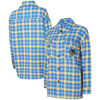 Women's College Concepts Blue/Gold Golden State Warriors Boyfriend Button-Up Nightshirt