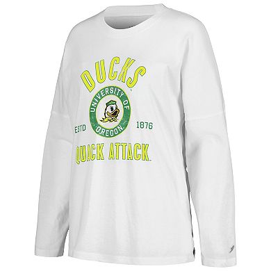 Women's League Collegiate Wear White Oregon Ducks Clothesline Oversized Long Sleeve T-Shirt