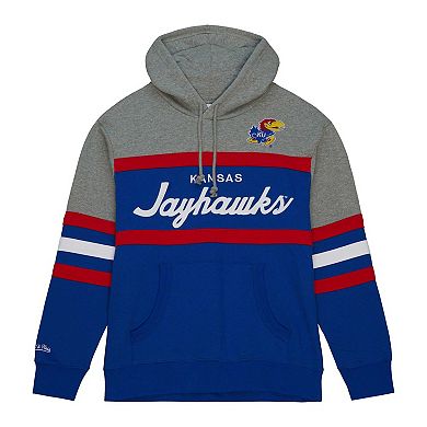 Men's Mitchell & Ness Royal Kansas Jayhawks Head Coach Pullover Hoodie