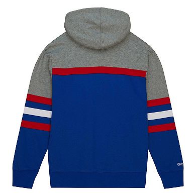 Men's Mitchell & Ness Royal Kansas Jayhawks Head Coach Pullover Hoodie
