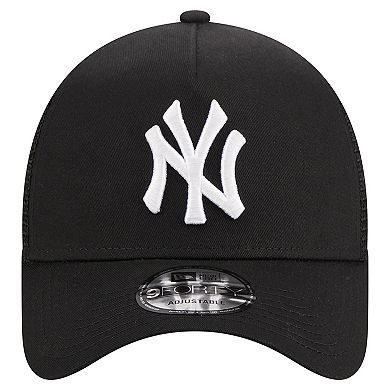 Men's New Era Black New York Yankees A-Frame 9FORTY Trucker Adjustable Hat