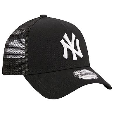 Men's New Era Black New York Yankees A-Frame 9FORTY Trucker Adjustable Hat