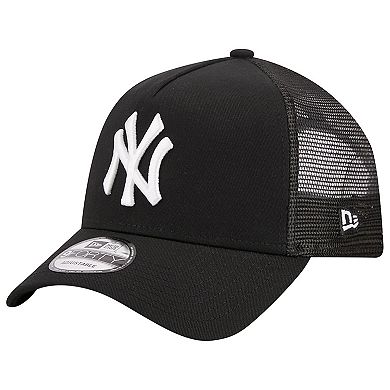 Men's New Era Black New York Yankees A-Frame 9FORTY Trucker Adjustable Hat