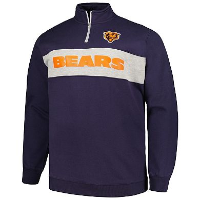 Men's Profile Navy Chicago Bears Big & Tall Fleece Quarter-Zip Jacket