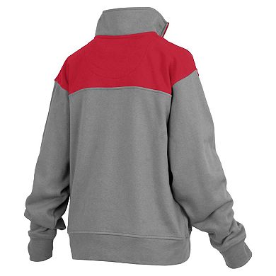 Women's Pressbox Gray Georgia Bulldogs Avon Fleece Quarter-Zip Jacket