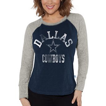 Women's G-III 4Her by Carl Banks Navy/Gray Dallas Cowboys Raglan Waffle-Knit Long Sleeve T-Shirt