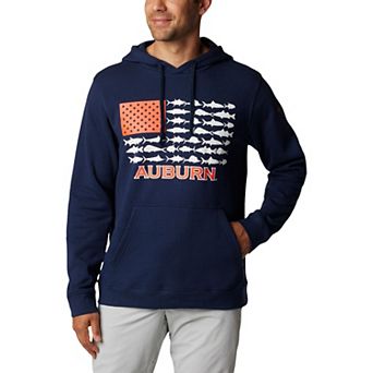 Men's Columbia Navy Auburn Tigers PFG Fish Flag II Pullover Hoodie