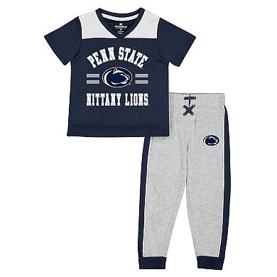 Toddler Colosseum Navy/Heather Gray Penn State Nittany Lions Ka-Boot-It Jersey & Pants Set